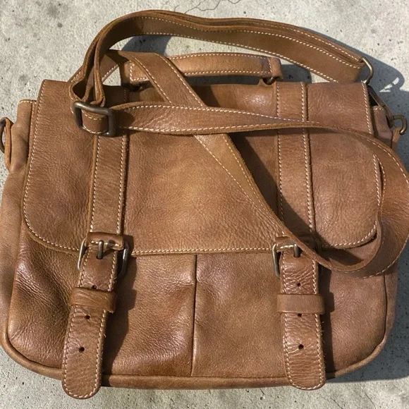 Roots Genuine Leather Satchel Crossbody Bag Brown | Vintage Style. - Picture 4 of 10